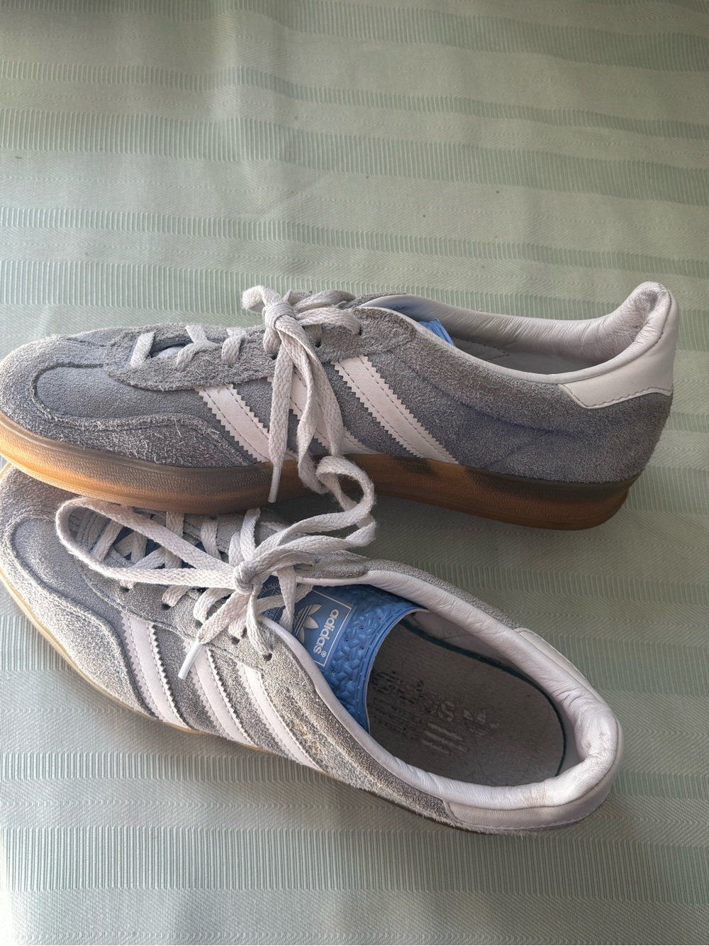 adidas Women's gray/blue Suede Sneakers